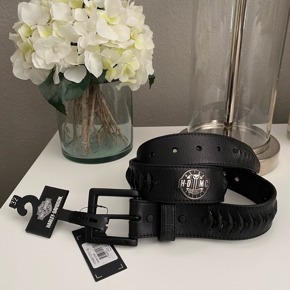 Rare HDMC Dark Star HDMBT10707 leather western concho woven belt BNWT - Picture 2 of 7
